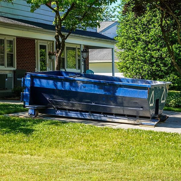 residential dumpsters can be placed on a driveway or yard, but precautions ought to be required to avoid damage to the property